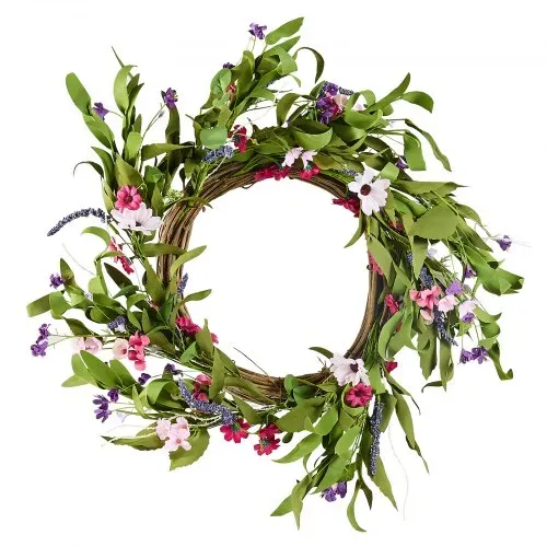 VEVOR Künstlicher Dekokranz, 55,88 cm, Rosa/Grün, verziert mit Gänseblümchen, Schleierkraut, Knospen, Türkranz für alle Jahreszeiten, als Dekoration für Zuhause, Wände, Fenster, Festivals & Hochzeiten – Bild 8