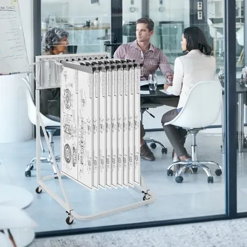 VEVOR Mobiles Blaupausen-Aufbewahrungsregal, Planhalter mit 12 Schwenkhalterungen, mobiler Blaupausenhalter, einstellbare Höhe und Länge, Poster-Präsentationsregal für Büro und Zuhause (nur Regal ohne Klemmen) – Bild 7