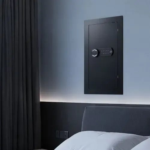 VEVOR Wandsafe Wandtresor mit Passwort & Schlüssel, Einbaugehäuse aus kaltgewalztem Stahl Q235 mit verstellbaren Ablagen & LED-Beleuchtung, Schranksafe Einbausafe für Geld Schmuck Reisepass – Bild 7