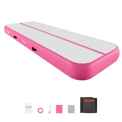 VEVOR Aufblasbare Gymnastikmatte 300x100x20 cm Airtrack-Turnmatte für Training, Wettkampfsport & Yoga, mit Rutschfester Oberfläche, 600-W-Elektroluftpumpe, Reparaturflicken, Düsen & Tasche, Rosa – Bild 8