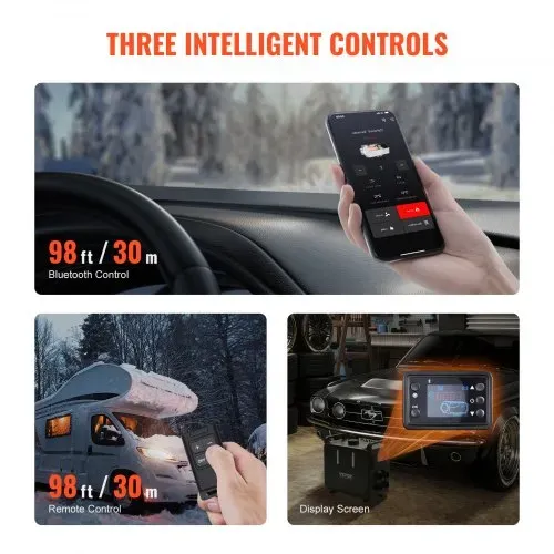 VEVOR 5-8KW Dieselheizung 12 V / 24 V All in One Diesel-Luftheizung mit Bluetooth App-Steuerung & Fernbedienung & Anzeigebildschirm & CO-Alarm, schnell aufheizende vertikale tragbare Dieselheizung – Bild 5