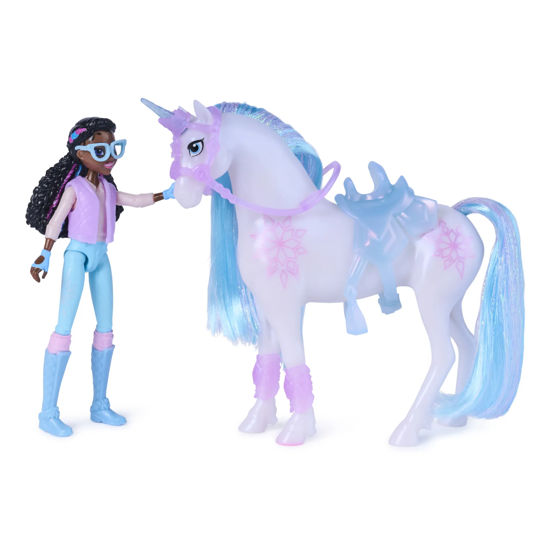 Unicorn Academy - Glacier’s Gemstone-Abenteuer mit Layla, ca. 12 cm Originalfiguren zur Netflix Serie mit 13 Zubehörteilen im Eis-Magie Design, für fantasievolles Rollespiel – Bild 6
