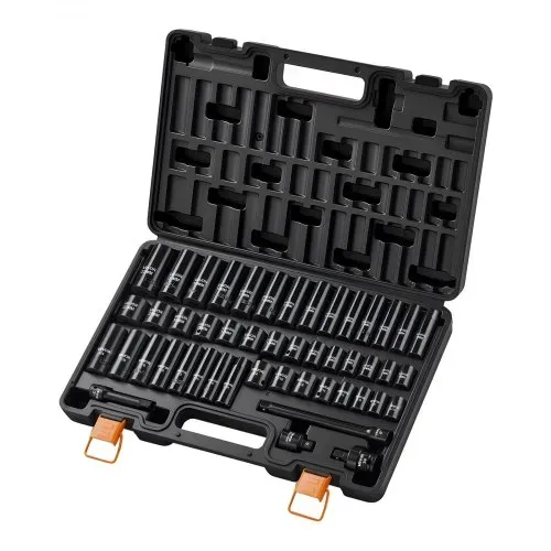 VEVOR Schlagnuss-Set, 3/8 Zoll-Antrieb, 48-tlg., Sechskant-Steckschlüssel, SAE 5/16-3/4 Zoll & Metrisch 8-19 mm, 21-22 mm, Chrom-Vanadium-Legierungsstahl, Verlängerungsstange, Adapter & Koffer – Bild 8