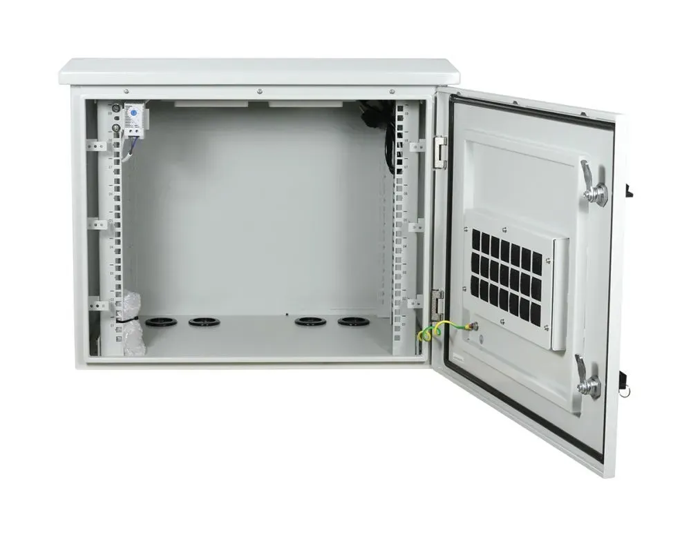 ALLNET 19"Wandgehäuse, 12HE, T638mm, Lichtgrau, IP55, SO-Serie, incl. 4-Fach Lüftereinheit – Bild 3