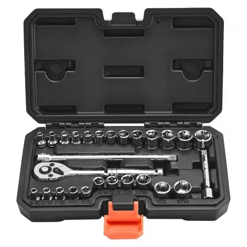 VEVOR Steckschlüsselsatz 27-tlg. 6,4 mm Antriebssteckschlüsselsatz Ratschensatz, SAE und metrisch, mit Ratschenschlüssel Verlängerungsstange Aufbewahrungskoffer, CR-V-Legierungsstahl – Bild 10