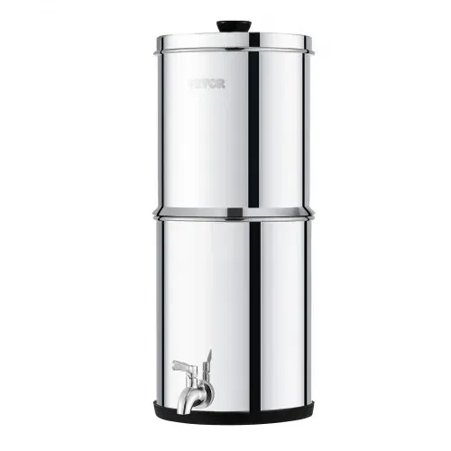 VEVOR Schwerkraft Wasserfiltersystem Edelstahl Arbeitsplattensystem 4,4 + 5,5 L Wasserfiltrationssystem, reduziert Blei und bis zu 99 % Chlor, mit 2 Kohlefiltern & Zapfhahn, Camping Wohnmobil Zuhause – Bild 8