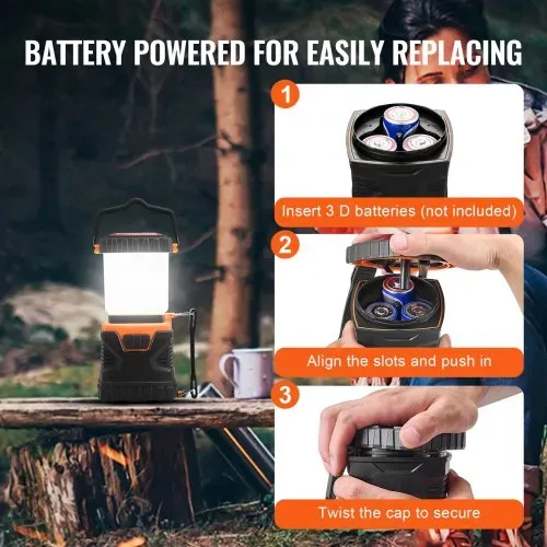 VEVOR LED-Campinglaterne, 1000 lm, 360°-Beleuchtung, 4 Beleuchtungsmodi, batteriebetriebene Campinglampe, Taschenlampe für den Außenbereich, ideal zum Wandern, Angeln, Stromausfälle & Reparaturen – Bild 4