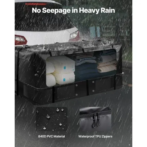 VEVOR Gepäckträgertasche für Anhängerkupplung aus wasserdichtes 840D-PVC (0,453 m³), Gepäcktasche zur Aufbewahrung auf der Ladefläche von Lkws mit verstärkten Gurten für PKW SUVs Vans Schwarz – Bild 2