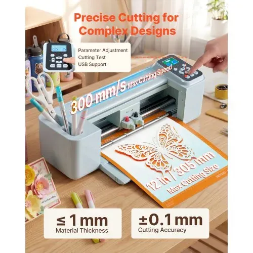 VEVOR Vinylschneidemaschine 30 cm, Schneideplotter/Plottermaschine mit Steuerung (Knopf/Bildschirm), Kompatibel mit Mac/Windows/Android/iOS, Vinylcutter für Bastelarbeiten, Karten & Wohnaccessoires – Bild 4