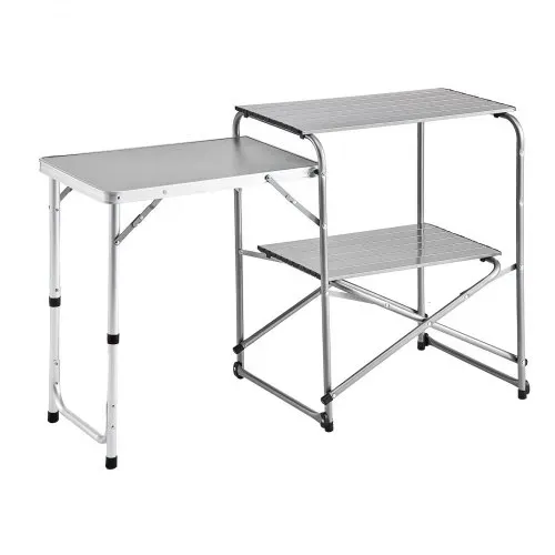 VEVOR Klappbarer Campingtisch, Campingkochstation mit Beistelltisch, Hitzebeständiger Tischplatte und Tragetasche, Tragbare Camping-Küchenstation Ideal für Picknick, Grillen und Wohnmobilreisen – Bild 9