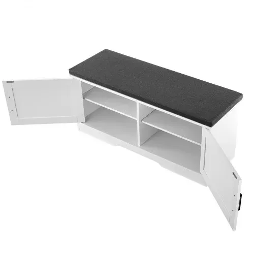 VEVOR Schuhregalbank Schuhbank (1000 x 355 x 460 mm), Eingangsbank mit gepolstertem Sitzkissen & 2 Scheunentüren, Schuhregal (136 kg belastbar), für Flur Wohnzimmer Schlafzimmer Schwarz Weiß – Bild 10