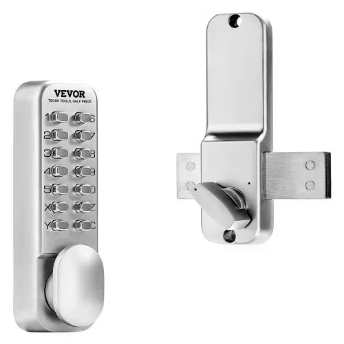 VEVOR mechanisches schlüsselloses Türschloss mit einseitiger Tastatur (14 Tasten), schlüsselloses Türschloss mit Drehknopf, Codeschloss für Haus Büro Außenzaun Hof Silber (35-65 mm dicke Tür) – Bild 8