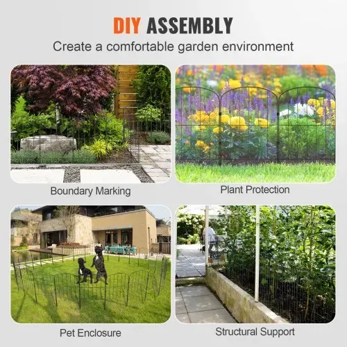 VEVOR 28x Dekorativer Gartenzaun 61x33cm Oberbogen Metallzaun aus Kohlenstoffstahl Steckzaun 5,08cm Spike-Abstand Hundezaun Gitterzaun Beetzaun Zaun Metall Zaunelementen inkl. Befestigungsmaterial – Bild 5