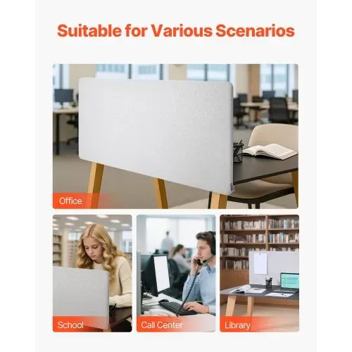 VEVOR Trennwand Schreibtisch, Sichtschutz, 1524x610 mm, zum Anklemmen, Schallschutz aus PET, Raumtrenner für Arbeitsplätze mit 2 C-Klemmen für Büro, Arbeitsplätze, Bibliothek – Bild 5