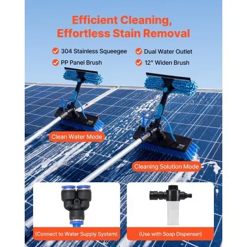 VEVOR Teleskop Waschbürste für Solarpanel, Photovoltaik Reiniger mit 1,8-7,9m Alu-Teleskop 20m Wasseranschluss 180° Bürste Abzieher & Seifenspender, Reinigungsset für Solaranlage Fenster Terrassendach VEVOR Teleskop Waschbürste für Solarpanel, Photovoltaik Reiniger mit 1,8-7,9m Alu-Teleskop 20m Wasseranschluss 180° Bürste Abzieher & Seifenspender, Reinigungsset für Solaranlage Fenster Terrassendach