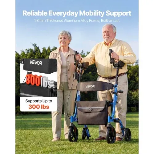 VEVOR Rollator Faltbar mit Sitz, Leichtgewicht Gehwagen mit 4 PU Reifen, Gehhilfe bis 136 kg mit Rückenlehne Tasche Gehstockhalter, Höheverstellbare Laufhilfe mit Feststellfunktion für Senioren, Blau VEVOR Rollator Faltbar mit Sitz, Leichtgewicht Gehwagen mit 4 PU Reifen, Gehhilfe bis 136 kg mit Rückenlehne Tasche Gehstockhalter, Höheverstellbare Laufhilfe mit Feststellfunktion für Senioren, Blau