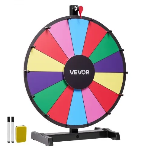 VEVOR Glücksrad Drehrad (457 mm) 14 Slots Glücksrad mit Ständer, Lotteriespiele Gewinn-Roulette mit Tafelschwamm und 2 Markern, 6 Farben, Spinning Prize Wheel ideal für Party Kneipe Messe VEVOR Glücksrad Drehrad (457 mm) 14 Slots Glücksrad mit Ständer, Lotteriespiele Gewinn-Roulette mit Tafelschwamm und 2 Markern, 6 Farben, Spinning Prize Wheel ideal für Party Kneipe Messe