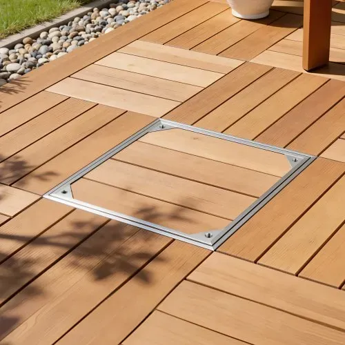 VEVOR Schachtabdeckung mit Rahmen 40 x 40 cm, Unsichtbarer Schachtdeckel Auspflasterbarer Klärgrubendeckel aus Aluminiumlegierung für Integrierten Abflusskanal auf Gehwegen in Gärten auf Terrasse – Bild 7