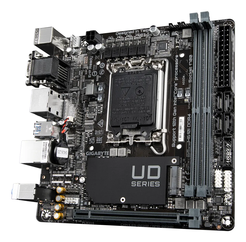 GIGABYTE H610I DDR4 Mainboard - Unterstützt Intel Core Prozessoren 14th CPUs, 4+1+1 Hybrid Digital VRM, up to 3200MHz DDR4, 1xPCIe 3.0 M.2, GbE LAN, USB 3.2 Gen 1 – Bild 4