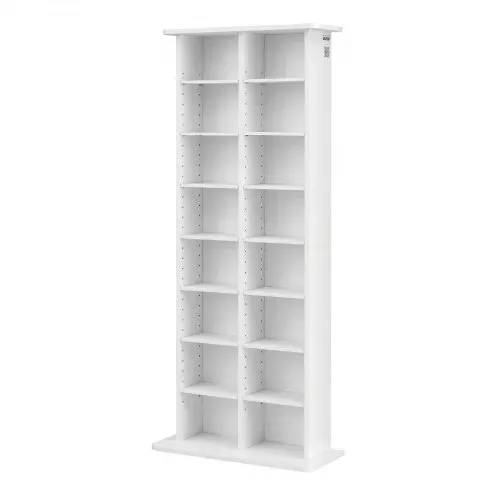 VEVOR Medienregal, 8-lagiges CD-Regal, 559x222x1295 mm, Multimedia-Aufbewahrung für CDs, DVDs, Bücher & Spiele, Raumteiler Schrank mit 16 Fächern für Wohnzimmer, Homeoffice, Aufnahmeraum, Weiß – Bild 8
