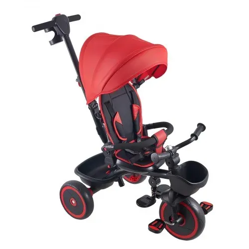 VEVOR Dreirad für Kinder von 1 bis 5 Jahren, Laufrad mit Schubstange, Klappbarem Verdeck, Verstellbarem Sitz und Aufbewahrungskorb, Kinderdreirad als Geschenk für Jungen und Mädchen, Rot+Schwarz – Bild 10