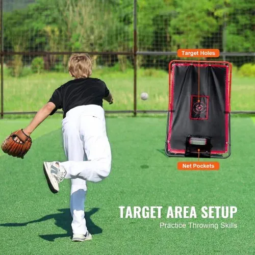 VEVOR Baseball- und Softball-Rebounder-Netz, 3,5 x 4,5 Fuß 2-in-1 Switch Hitter Pitch Trainer, PitchBack Baseball Pitching Return Trainer Nest, Bounce Back Net für Feld-/Wurfübungen – Bild 3