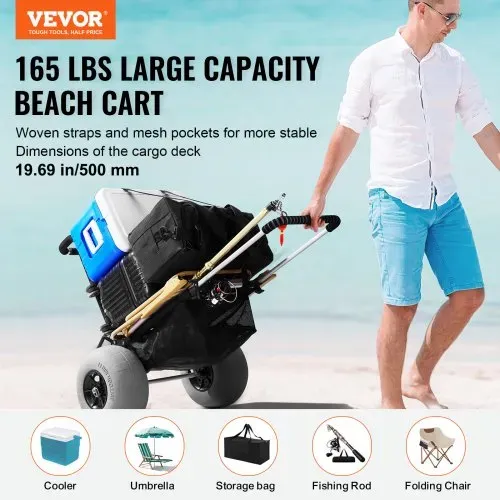 VEVOR Strandkarre Bollerwagen Sandwagen, Strandwagen 74,84 kg Tragkraft, Zusammenklappbarer Sandwagen aus Aluminium 685 bis 1135 mm Einstellbare Höhe, Robuster Wagen für den Strand VEVOR Strandkarre Bollerwagen Sandwagen, Strandwagen 74,84 kg Tragkraft, Zusammenklappbarer Sandwagen aus Aluminium 685 bis 1135 mm Einstellbare Höhe, Robuster Wagen für den Strand