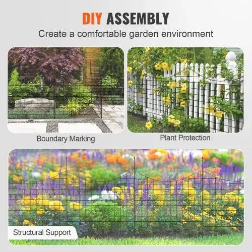 VEVOR 5er-Set Dekorativer Gartenzaun 75x93cm Metallzaun aus Kohlenstoffstahl Steckzaun 6,38cm Spike-Abstand Hundezaun Gitterzaun Beetzaun Zaun Metall Zaunelementen inkl. Befestigungsmaterial – Bild 5