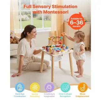 VEVOR Holz Aktivitätstisch, Montessori Spielzeug, 8-in-1-Lerntisch, Spieltisch Aktivitätstisch für Kinder ab 6 Monaten, ideales Geschenk für Geburtstag, Weihnachten oder Kindertag, 6-36 Monate VEVOR Holz Aktivitätstisch, Montessori Spielzeug, 8-in-1-Lerntisch, Spieltisch Aktivitätstisch für Kinder ab 6 Monaten, ideales Geschenk für Geburtstag, Weihnachten oder Kindertag, 6-36 Monate