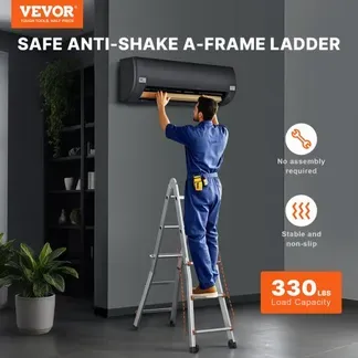 VEVOR Teleskopleiter mit A-Rahmen, 3350 mm, kompakte Aluminium-Ausziehleiter, multifunktionale, tragbare, zusammenklappbare Wohnmobilleiter, Teleskopleiter für Hausaufgaben, Treppen, Innen- und Außendächer, 150 kg Tragkraft VEVOR Teleskopleiter mit A-Rahmen, 3350 mm, kompakte Aluminium-Ausziehleiter, multifunktionale, tragbare, zusammenklappbare Wohnmobilleiter, Teleskopleiter für Hausaufgaben, Treppen, Innen- und Außendächer, 150 kg Tragkraft