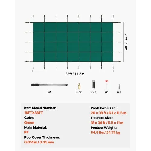 VEVOR Rechteckige Schwimmbadabdeckung 5,5X10,9M für alle Arten von Pools wie Haus, Garten, Hotel, Technik, um Ihren Pool besser zu schützen Grün Winter Outdoor geeignet – Bild 6