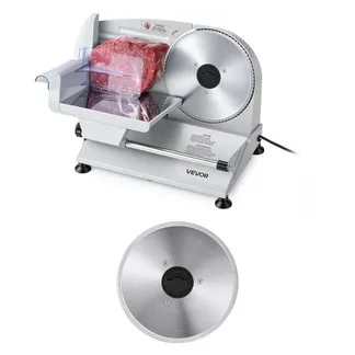 VEVOR Fleischschneidemaschine 200 W, Elektrische Aufschnittmaschine mit zwei 19-cm-SUS420-Klingen und 0–15 mm Schnittdicke, Allesschneider für Gefrorenes Fleisch, Schinken, Baguette, Steak VEVOR Fleischschneidemaschine 200 W, Elektrische Aufschnittmaschine mit zwei 19-cm-SUS420-Klingen und 0–15 mm Schnittdicke, Allesschneider für Gefrorenes Fleisch, Schinken, Baguette, Steak