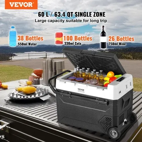 VEVOR tragbarer Autokühlschrank, 12 V Auto Kühlbox, 60 L Einzelzonen-Tragbarer Gefrierschrank Rollbar, einstellbar -20 bis 20 ℃, Kompressorkühler für Zuhause, Outdoor, Camping, Wohnmobil, Auto VEVOR tragbarer Autokühlschrank, 12 V Auto Kühlbox, 60 L Einzelzonen-Tragbarer Gefrierschrank Rollbar, einstellbar -20 bis 20 ℃, Kompressorkühler für Zuhause, Outdoor, Camping, Wohnmobil, Auto