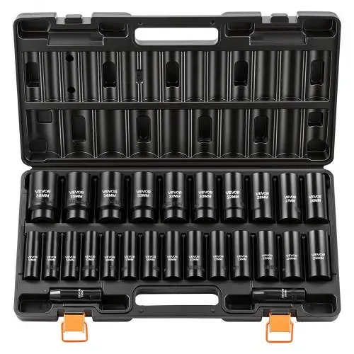 VEVOR Schlagschrauber Nüsse Set, 1/2 Zoll 26-tlg., Sechskant-Steckschlüssel, Metrisch 10–30 mm, 32–36 mm, Schlagnuss-Set mit Koffer, aus Chrom-Vanadium-Legierungsstahl, für Fahrzeugreparaturen – Bild 10