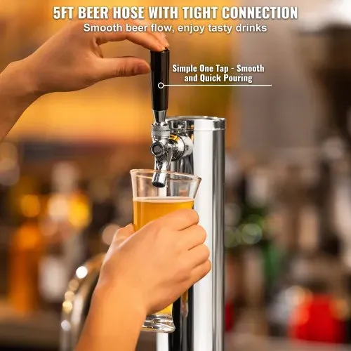 VEVOR Bierturm-Satz, Bier-Umrüstsatz für Einzelzapfhahn, Bier-Turmspender aus Edelstahl mit Doppelmessgerät W21.8-Regler & S-System-Fasskupplung, Bier-Tropfschale für Partys zu Hause – Bild 3