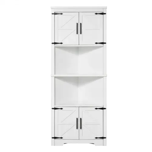 VEVOR Eckschrank Aufbewahrungsschrank mit 6-stufiger Regalen Mehrzweckschrank (171 cm Hohe) mit 4 Holztüren und verstellbaren Regalen, freistehender Küchenschrank für Wohnzimmer Waschküche, weiß – Bild 9