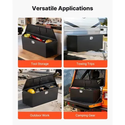 VEVOR Deichselbox Truckbox 1245 x 353 x 470 mm aus Stahl, 50 kg Belastbare Werkzeugaufbewahrungsbox mit Schloss & Schlüsseln, Anhängerbox für Pickup-Ladeflächen Wohnmobile SUVs Geländewagen, Schwarz – Bild 5