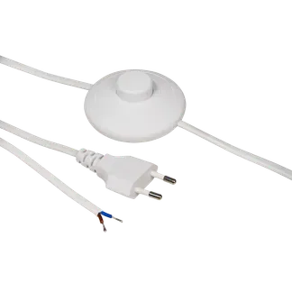 Euro-Netzkabel McPower mit Fußschalter und blanken Enden, 2m, weiß Euro-Netzkabel McPower mit Fußschalter und blanken Enden, 2m, weiß