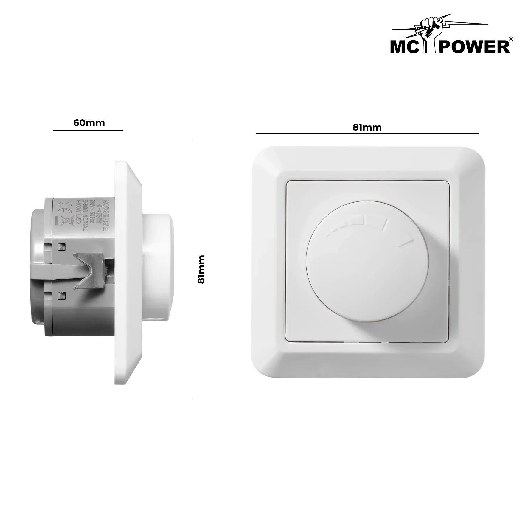 LED-Dimmer für elektronische Trafos McPower ''Cup'' 250V/300W, UP, Memory-Funktion – Bild 3