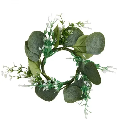 VEVOR 12er-Set, Holzlaternen, inklusive 12 Holzlaternen-Kerzenhaltern, 12 flammenlosen LED-Kerzen, 12 Eukalyptusblätter-Kranz für Hochzeitstisch, Party, Bauernhaus-Dekoration, Braun – Bild 10