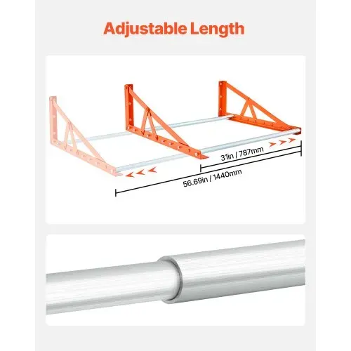 VEVOR Reifenregal Reifenständer Garagenregal zur Wandmontage 787-1440 mm verstellbar, Q235 Hochleistungs-Reifenlagerregal aus Stahl für Standardreifen (R355,6 bis R508 mm), max. Tragkraft 181 kg – Bild 3