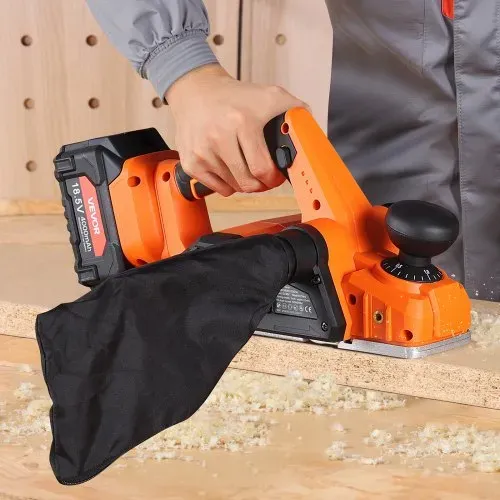 VEVOR Akku-Hobel, 82 mm Schnittbreite, 15000 U/min Elektrohobel für Holz mit 4,0 Ah 18 V Lithium-Akku, bürstenlosem Motor, einstellbarer Schnitttiefe, Staubfangbeutel, für die Holzbearbeitung – Bild 7