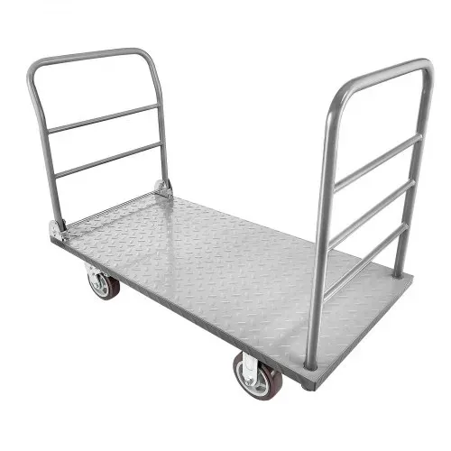 VEVOR Plattformwagen Klappbar 1202 kg, Schwerlast-Transportwagen mit abnehmbarem Geländer & Schwenkrädern, Industriewagen, für Supermärkte, Garagen & Lagerhallen, 1220x610x920 mm Rollwagen – Bild 8