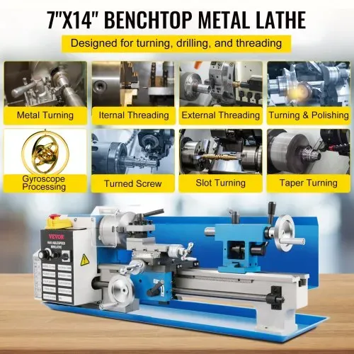VEVOR Mini Drehmaschine 550 W, Metall Mini Drehmaschine Max. 2500 U / Min, Metallbank Drehmaschine, Metall Mini Drehmaschine, Tischdrehmaschine, Gewinde 12-52 TPI, Mini Drehbank metall, Zubehör Inkl. VEVOR Mini Drehmaschine 550 W, Metall Mini Drehmaschine Max. 2500 U / Min, Metallbank Drehmaschine, Metall Mini Drehmaschine, Tischdrehmaschine, Gewinde 12-52 TPI, Mini Drehbank metall, Zubehör Inkl.