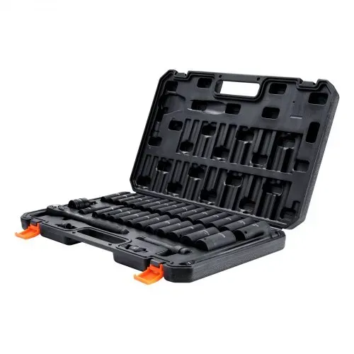 VEVOR 1/2 Zoll Steckschlüsselsatz CR-V-legierter Stahl 33-tlg Steckschlüssel Satz 10-24 mm Tiefe Stecknüsse Schlagschrauber, HRC 42-48 Steckschlüssel inkl Werkzeugkoffer, Metrisch Schraubenausdreher – Bild 10