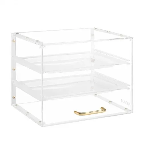 VEVOR Gebäckvitrine 3-stöckig, Gewerbliche Bäckereivitrine aus Transparentem Acryl, Thekenvitrine mit Klapptür & Abnehmbarer Trennwand für Kekse, Desserts und Donuts, 33 x 26 x 26 cm – Bild 10