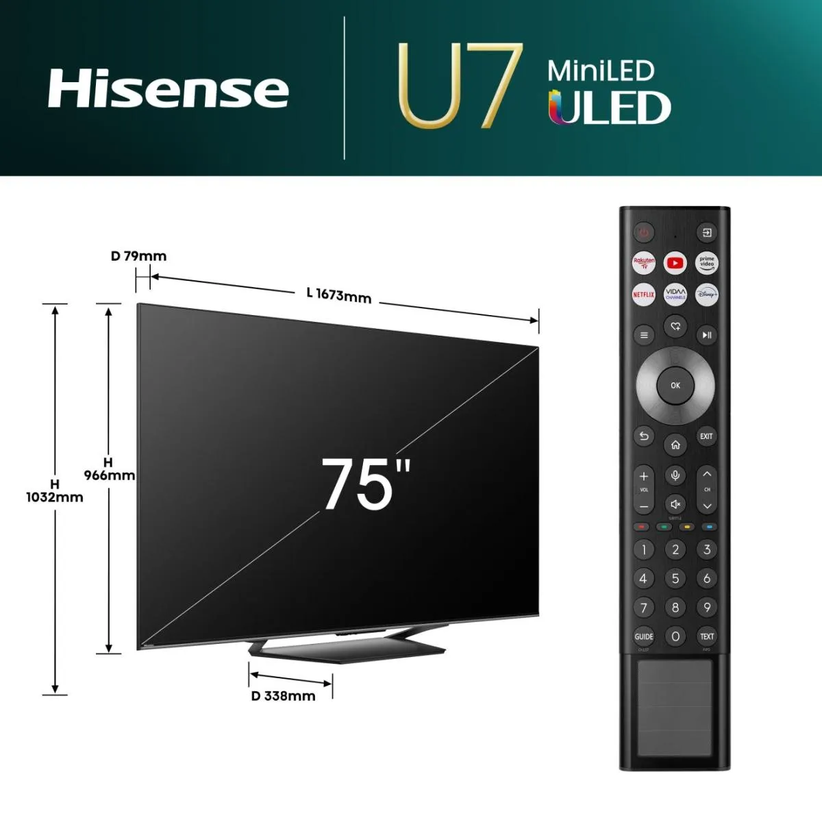 Hisense Mini LED Smart TV 75U7NQ ČR/TS – Bild 2
