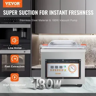 VEVOR Kammer-Vakuumierer 320 W Vakuumiergerät für feuchte Lebensmittel Fleisch Marinaden usw. kompakte Größe mit 32 cm Versiegelungslänge Anwendung in der privaten Küche und im gewerblichen Bereich VEVOR Kammer-Vakuumierer 320 W Vakuumiergerät für feuchte Lebensmittel Fleisch Marinaden usw. kompakte Größe mit 32 cm Versiegelungslänge Anwendung in der privaten Küche und im gewerblichen Bereich