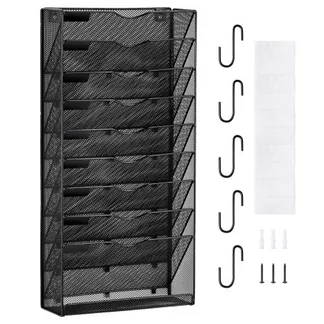 VEVOR Wand Zeitungshalter Wandaktenhalter mit 10 Fächern, Aufbewahrungsordner für Zeitschriften Post Papier Dokumente, Wand Magazinhalter Organizer Prospekthalter Aktenablage für Büro Schule (Schwarz) VEVOR Wand Zeitungshalter Wandaktenhalter mit 10 Fächern, Aufbewahrungsordner für Zeitschriften Post Papier Dokumente, Wand Magazinhalter Organizer Prospekthalter Aktenablage für Büro Schule (Schwarz)