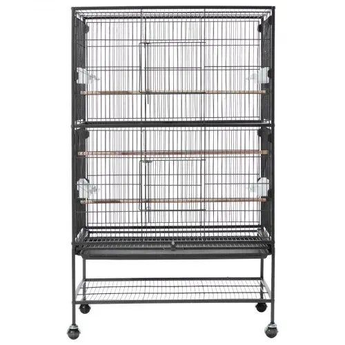 VEVOR Vogelkäfig, 800x520x1320 mm, Vogelvoliere aus Schmiedeeisen mit Sitzstangen, Schale & Kunststofffutternäpfen, Rollen, Vogelhaus für Papageien, Blaumeisen, Nymphensittiche & Kanarienvögel – Bild 8